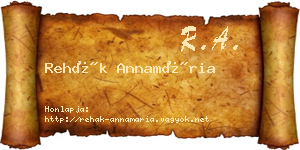 Rehák Annamária névjegykártya